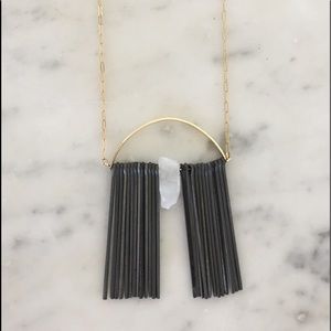 Gold plated necklace with crystal. Local artist.